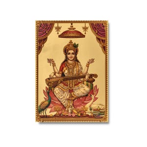 Small Saraswati Golden Foil Print, Framed or Unframed