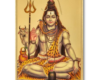 Impresión de lámina dorada de Shiva, enmarcada o sin enmarcar