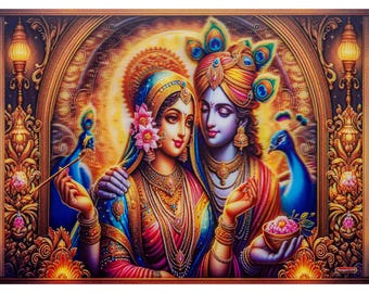 ラーダ　クリシュナ　額縁付　　　　　ビンテージポスター ラーダ ビンテージポスター 額縁付 ラーダ クリシュナ 額縁付