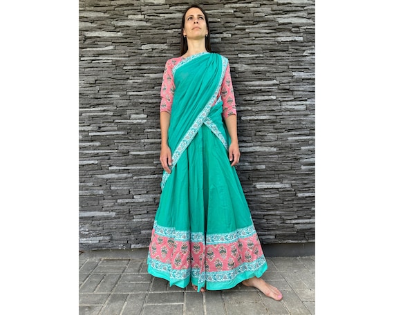 Ethnic Gowns | Gown Flawless Ethnic Green (Sea Green), Size Small | Freeup
