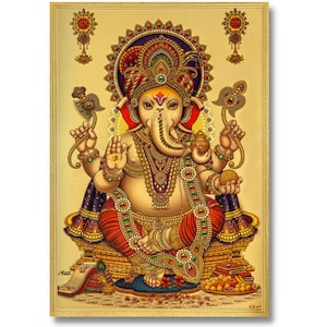 Ganesha Golden Foil Print, Framed or Unframed