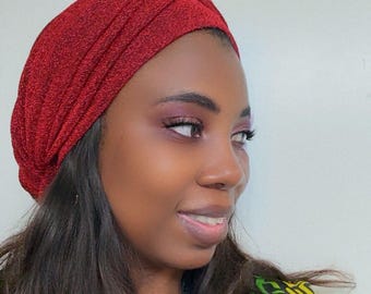 Shimmering pre-tied African Turban Headwrap | Textured Fabric Chemo Head Covering