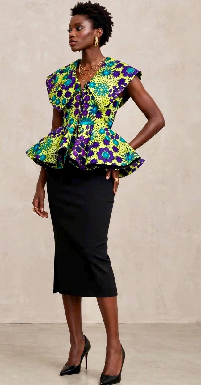 Ankara Peplum Blouse Green & Purple African Print Peplum Top - Etsy