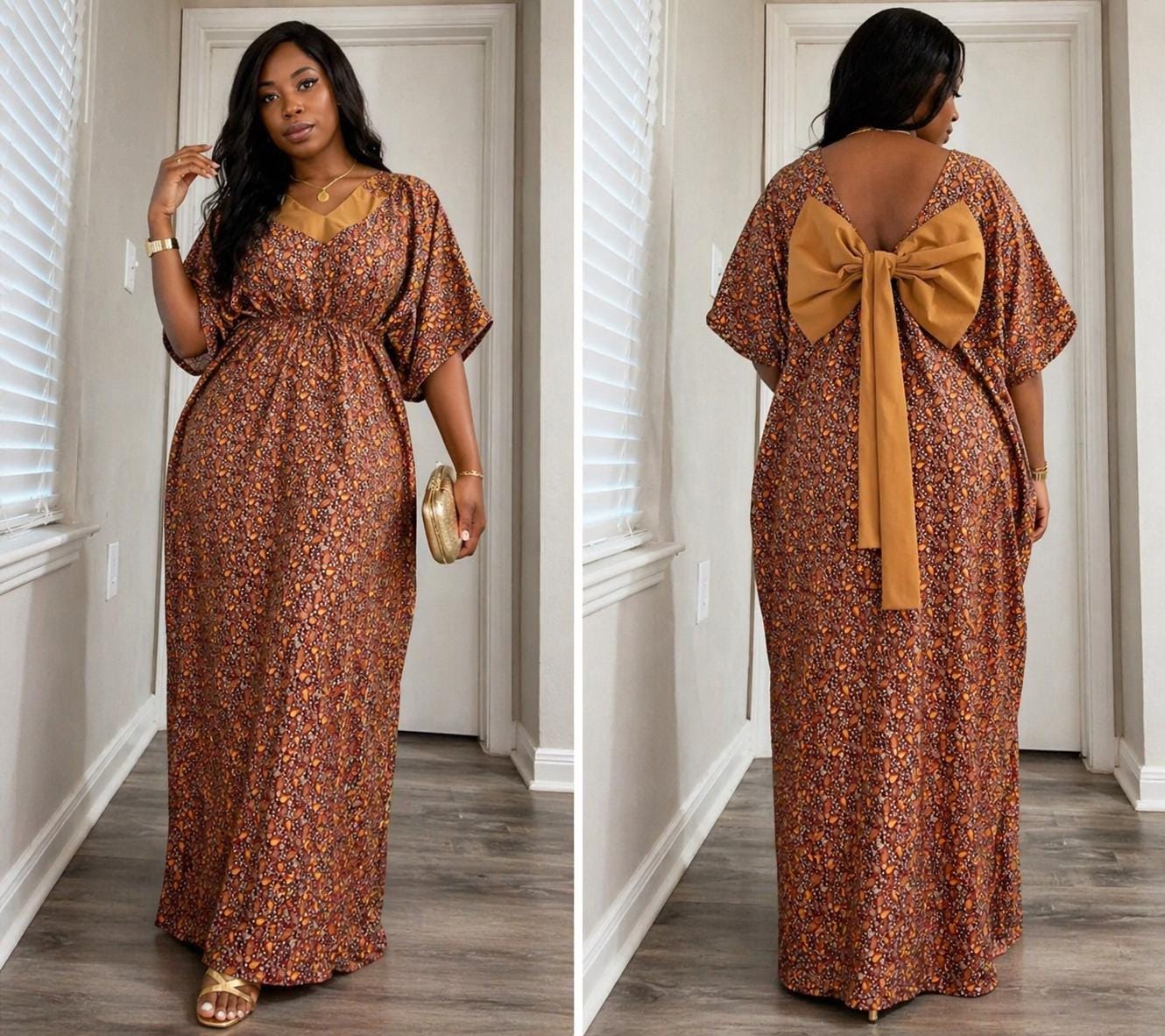 tight fitting wrap dress Maya Women's African Print Organza Maxi Dress (Fuchsia Kaleidoscope) Multicolor / S main image 1