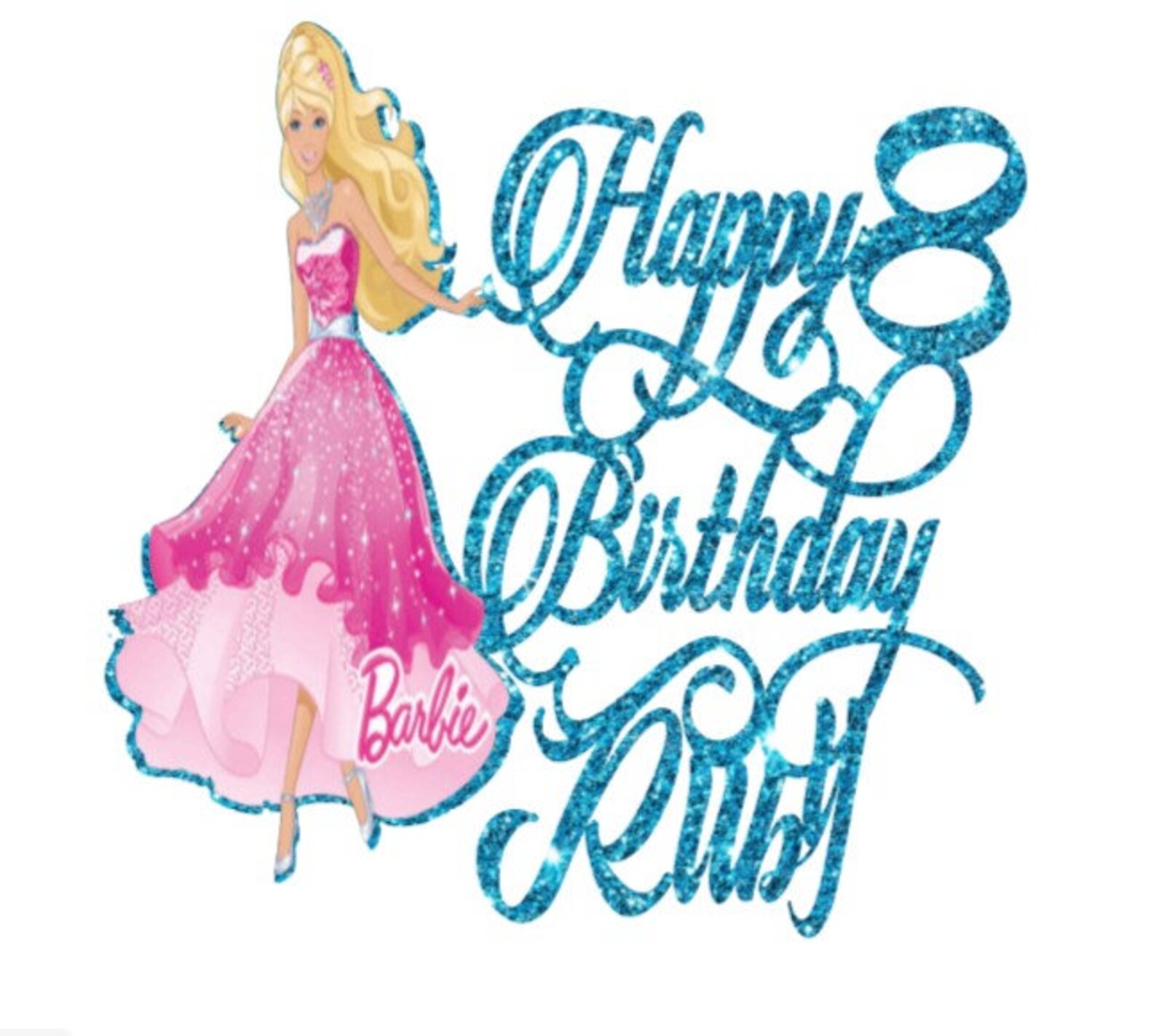 Personalised barbie doll Happy birthday cake topper party cake Etsy