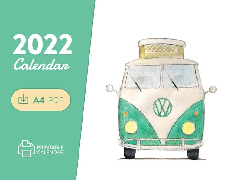 Let's Travel Classic VW T1 Bus Calendar Wall Calendar Etsy