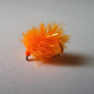 4 - Mini Blob Orange Fly For Still Water Fly Fishing . Orange Egg Fly Patterns.