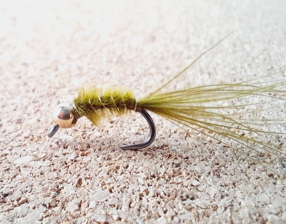 4 - Tungsten Baby Damsel Fly Nymph - Still Water Flies. Fly Fishing Flies.  Trout. Olive. Black.