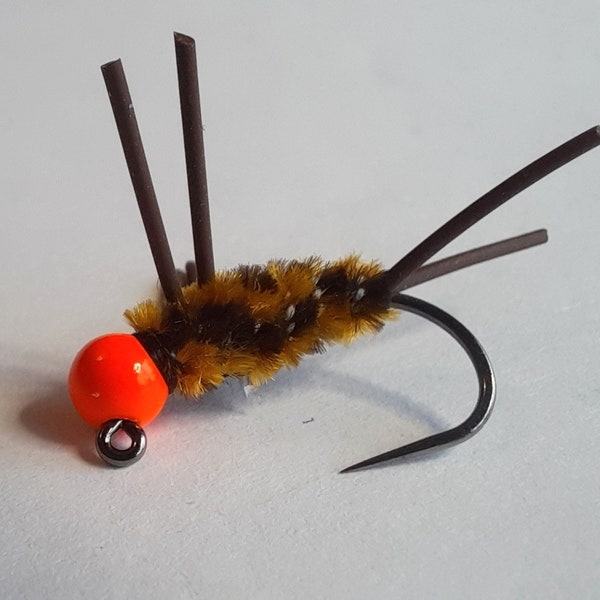 4 - Hot Head Pat's Rubberlegs Euro Jig - Barbless Stonefly Nymphs. Tungsten Trout Flies. Bead Head Nymphs. Colorado Fly Fishing Flies.