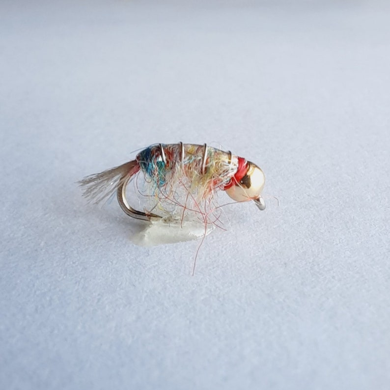4 Handmade Trout Lures Scud Flies Bead Head Rainbow Scud Colorado Trout Flies Euro Nymph Colorado Fly Fishing Flies. Barbless