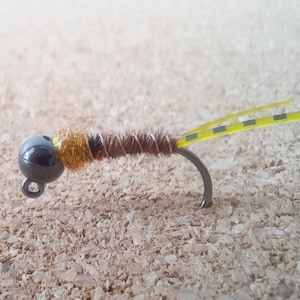 4 - Golden Stonefly Euro Nymph - Anchor Flies. Barbless Jig. Tungsten Stonefly. Trout Flies. Fly Fishing Flies. Rubber Legs