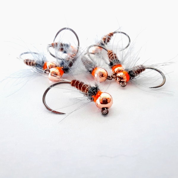 4 - CDC Pheasant Tail Jig - Euro Nymphs. Tungsten Jigs. Colorado Trout Flies. Barbless Jig. Fly Fishing Flies. Soft Hackle Jig. Pheasant Jig