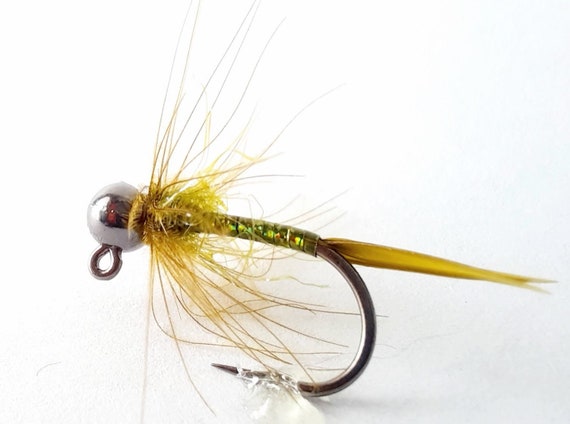 4 - Olive CDC Jig - Euro Nymphs. Tungsten Jigs. Fly Fishing Flies. Colorado  Trout Flies. Barbless.