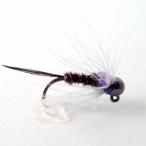 4 - Purple CDC Pheasant Tail Jig - Euro Nymphs. Best Pheasant Tails. Fly Fishing Flies. Colorado Fishing. Barbless. Tungsten.