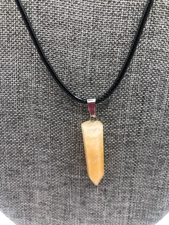 Citrine Crystal Leather Necklace With 