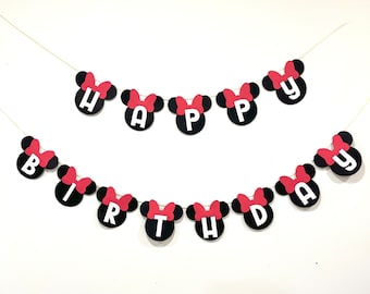 Minnie Mouse-banderoll, födelsedagsbanderoll, grattis på födelsedagen, Minnie Mouse-dekor, födelsedagsdekorationer, första födelsedagsdekor