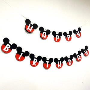 Mickey Mouse Birthday Banner, Birthday Decorations, Happy Birthday Party Decor, Mickey Decorations Banner, Mickey Decor