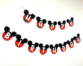 Mickey Mouse Birthday Banner, Birthday Decorations, Happy Birthday Party Decor, Mickey Decorations Banner, Mickey Decor