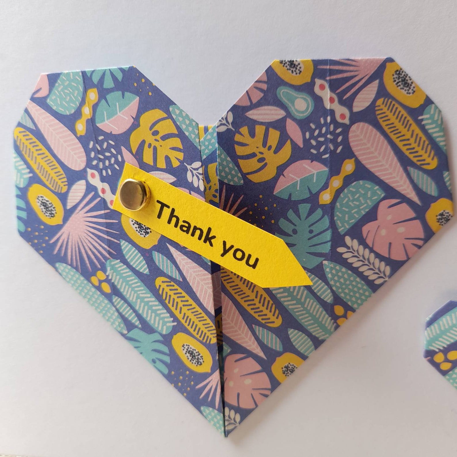 Three handmade Thank you cards with floral paper origami Etsy
