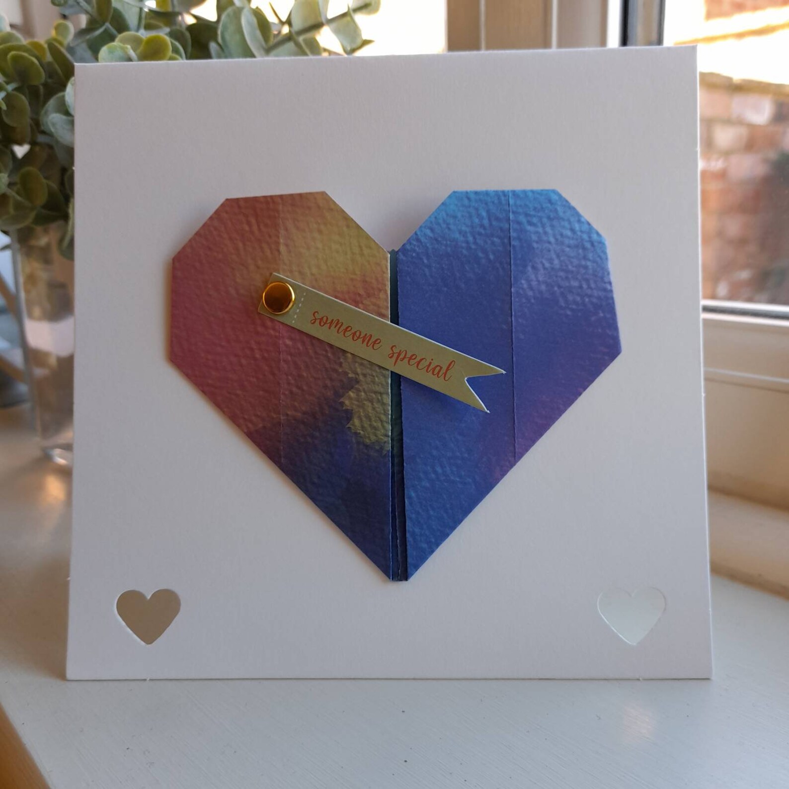 Handmade Origami heart card with someone special tag with Etsy