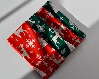 Christmas Reindeer Reusable Cotton Napkins | Christmas table decor | Festive Holiday Serviettes | Sustainable Eco friendly cloth napkins