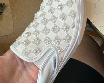 Vans Wedding/bachelorette Shoes With Pearls