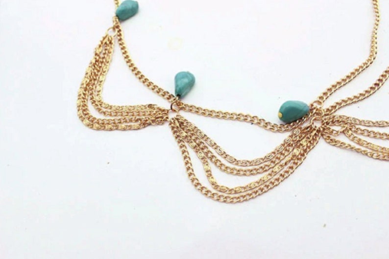 3 Designs Festival Hippy Boho Indian Headpiece Hair chain Jewellery Crystal Turquoise Gold Disc