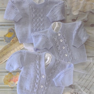 Baby Cardigans & Jumper/Sweater  Double Knit DK  8 Ply Knitting Pattern  - Size  16-22"  / 41-56 cms   Instant download