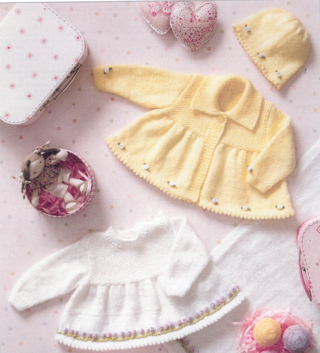 Premature Baby Jacket/cardigan, Dress, Hat & Blanket Set Double Knit DK