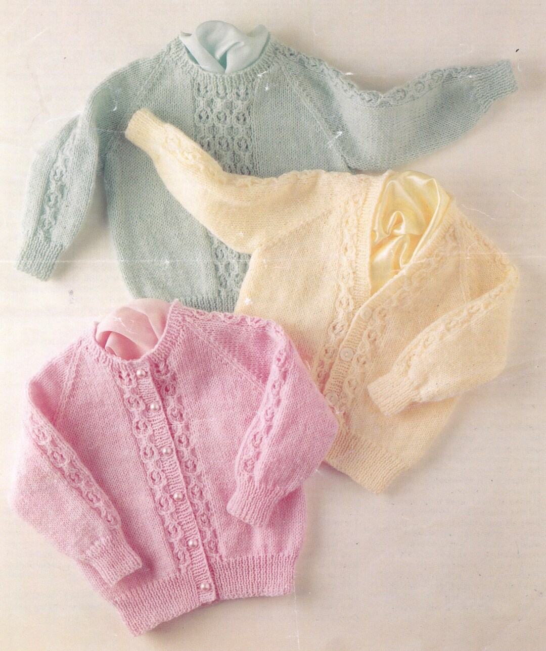 Premature Baby Child Sweater Jumper & 2 Cardigans 4 Ply Knitting