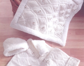 Baby Schlafsack & Decke Set Double Knit DK Strickmuster - Größe 0 - 6 Monate Sofort download