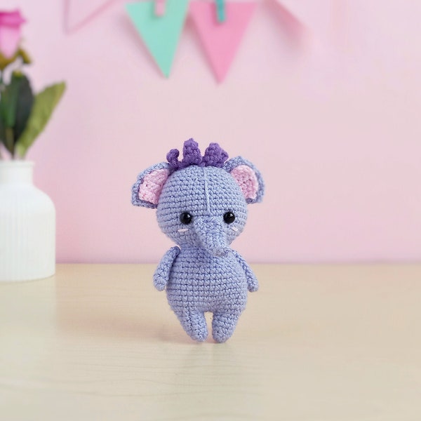 Small elephant amigurumi pattern | Mini elephant crochet pattern | Handmade elephant crochet tutorial | PDF file