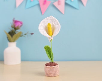 Calla Lily flower crochet pattern | Crochet lily pattern | Crochet plant in a pot | PDF Zantedeschia flower amigurumi pattern