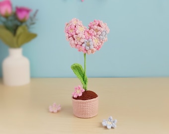 Heart flower crochet pattern | Crochet flower in a pot | crochet valentine gift | PDF heart amigurumi pattern