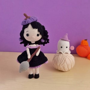 Witch crochet doll pattern | Amigurumi witch doll pattern | Amigurumi Halloween ghost | PDF file