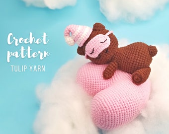 Valentine sleeping bear | Amigurumi bear | heart crochet pattern | PDF file