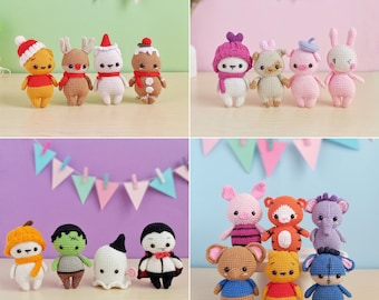Crochet Amigurumi Pattern Bundle: Pooh & Friends, Mini Animals (PDF File)