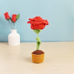 バラのかぎ針編みパターン | かぎ針編みの花のパターン | かぎ針編みのバレンタインギフト | PDF 花の編みぐるみパターン