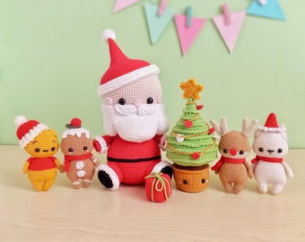 Weihnachtliche Amigurumi Häkelanleitung: Weihnachtsmann, Bär, Rentier (PDF)