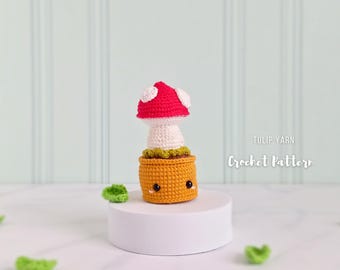 Mushroom Amigurumi Crochet Pattern: Toadstool Plush in Pot (PDF File)