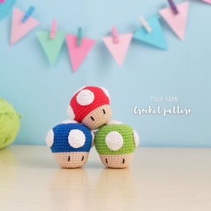 Mushroom amigurumi pattern | Mini mushroom crochet plush pattern | Handmade mushroom crochet keychain tutorial | PDF file