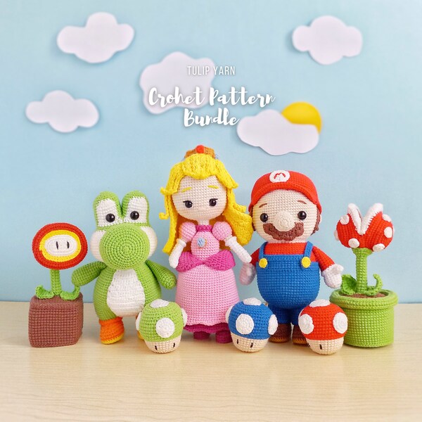 Modèle de poupée au crochet Super plombier : lot Amigurumi inspiré du jeu Super Mario (PDF)