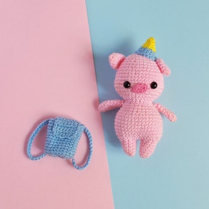 Mini Pig Amigurumi Crochet Pattern: Keychain Tutorial (PDF file)