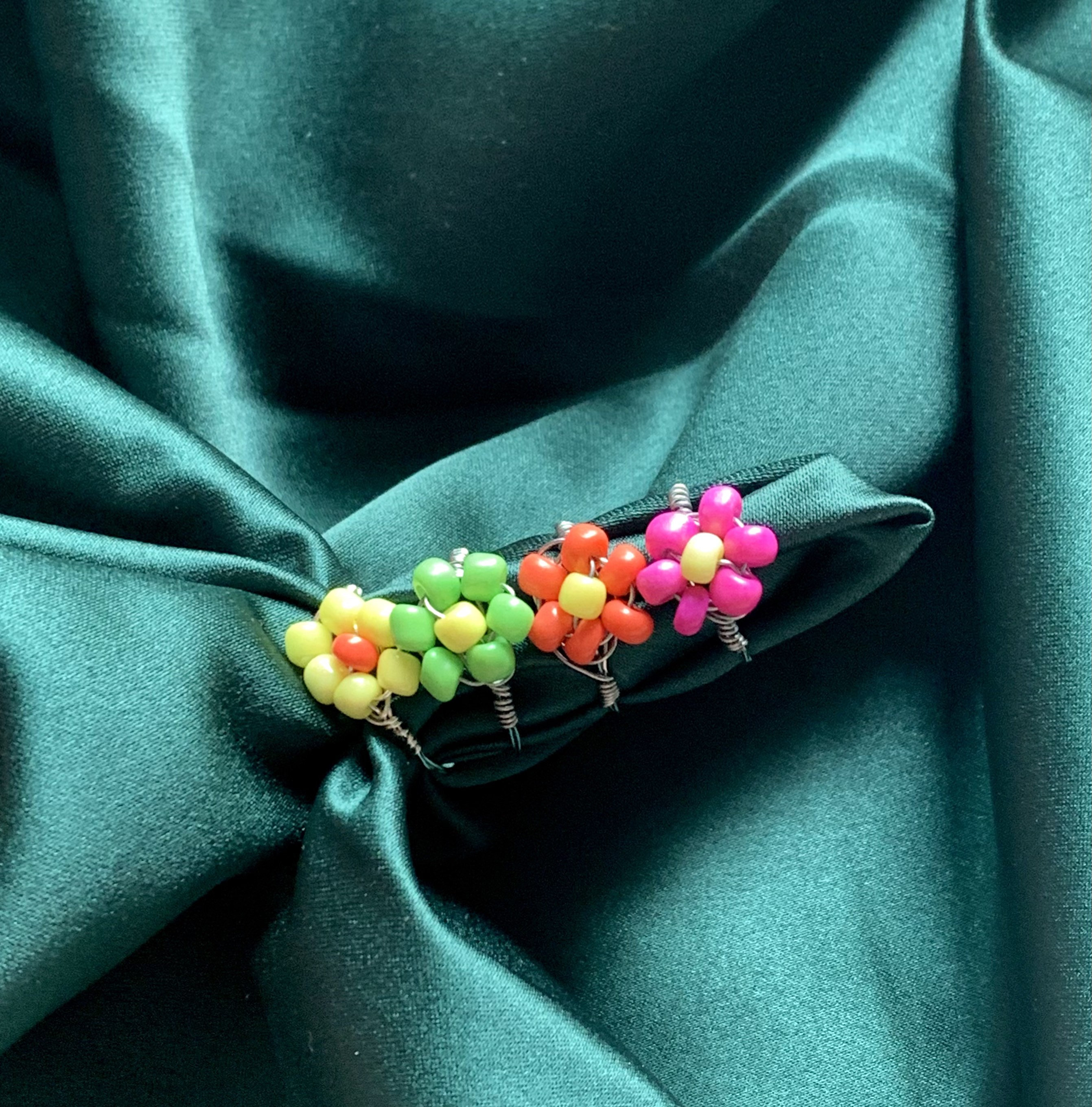 Beaded flower ring Etsy