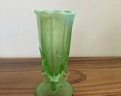 Antique Northwood Vaseline Opalescent Glass Twigs Vase 4 5 8 quot