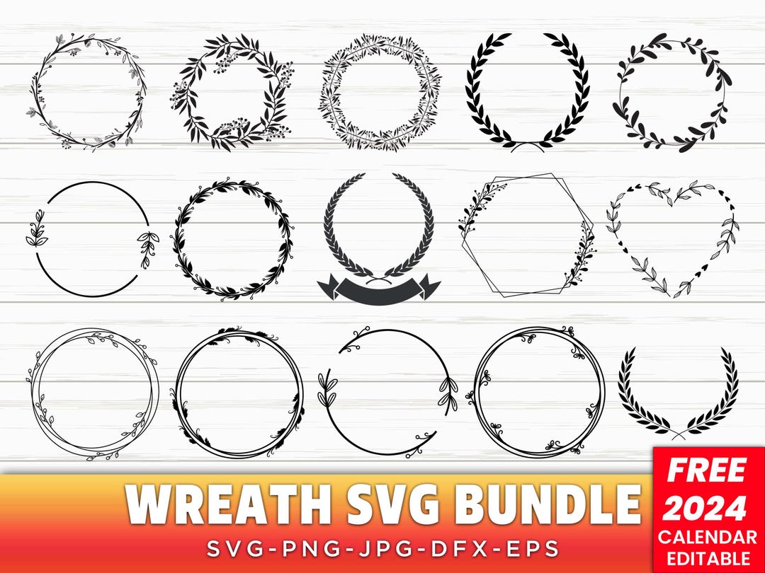 FLORAL WREATH SVG Bundle, Circle Frame Svg, Botanical Frame, Wedding ...