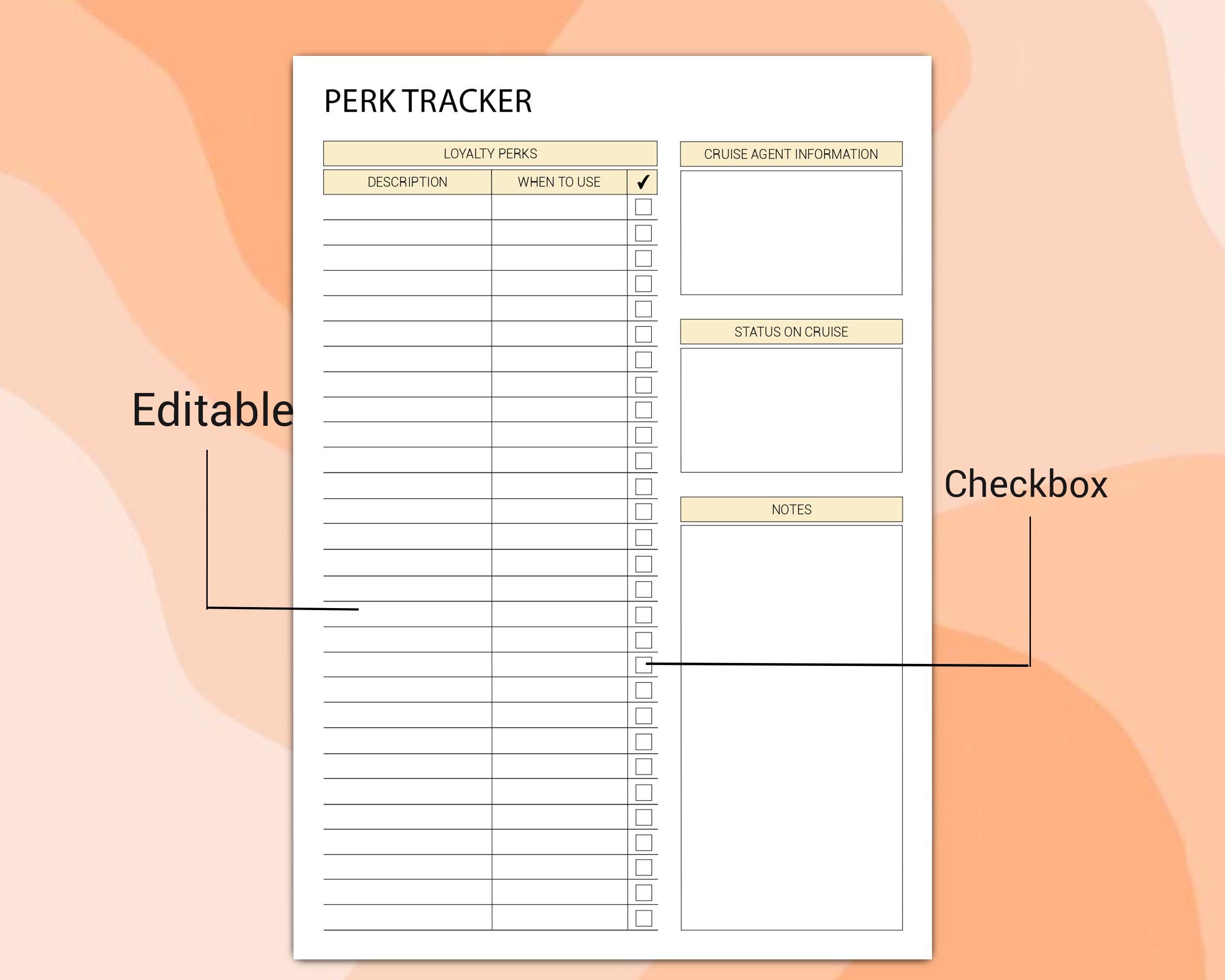Cruise Travel Planner Sheet