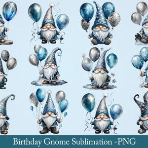 Birthday gnome sublimation bundle, Happy Birthday Gnomes PNG Clipart Bundle, Gift Gnome PNG Clipart ,Birthday gnome png, Gnome Graphics