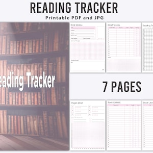 Reading Tracker-Stampabile Pagina del diario - Pagina del pianificatore - Diario del libro - Registro di lettura - Diario di lettura, pianificatore di lettura stampabile, lettura di libri