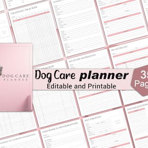 Dog care planner download,dog care planner,dog care planner cover,dog health tracker,pet schedule planner,daily dog routine,dog training log